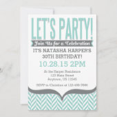 Aquamarine graue moderne einladung (Vorderseite)