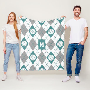 aquamarine graue Raute Muster Volleyballs mit Mono Fleecedecke