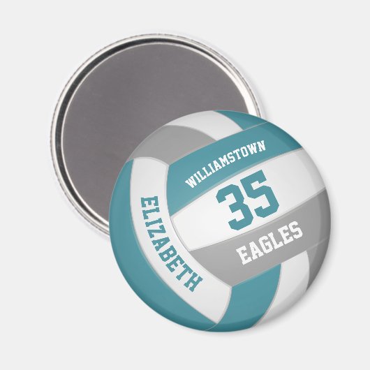 aquamarine graue Schulfarben Mannschaftsname Volle Magnet (Vorderseite/Rückseite)