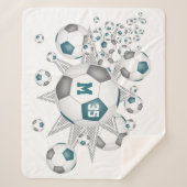 aquamarine graue Sportdekoration Fußball Blowout Sherpadecke (Vorderseite)