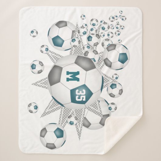 aquamarine graue Sportdekoration Fußball Blowout Sherpadecke (Vorderseite)