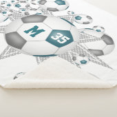 aquamarine graue Sportdekoration Fußball Blowout Sherpadecke (3/4)