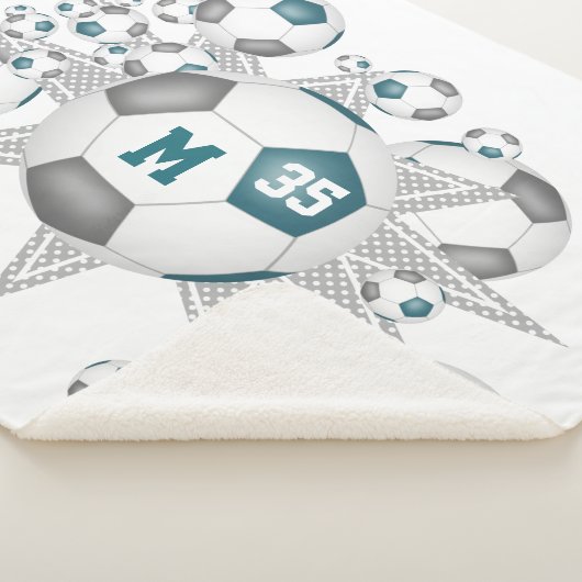aquamarine graue Sportdekoration Fußball Blowout Sherpadecke (3/4)