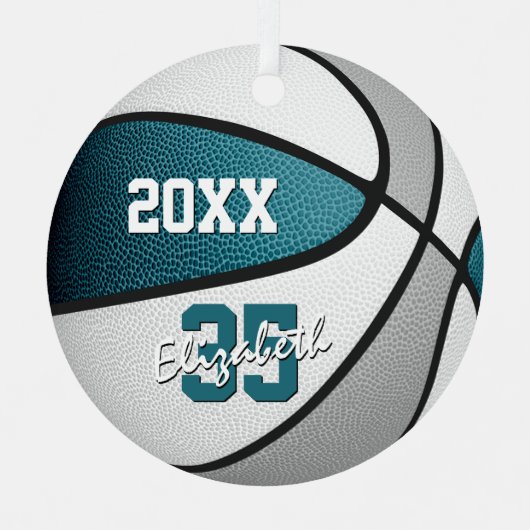 aquamarine graue Sportmannschaften Farbe Basketbal Ornament Aus Metall (Vorderseite)