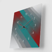 aquamarine graue Streifen Quadratische Wanduhr (Winkel)