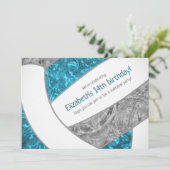 aquamarine graue Volleyball Geburtstagsparty Einladung (Stehend Vorderseite)