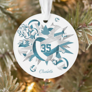 aquamarine graue Volleyball-Stars benennen Keepake Ornament