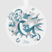 aquamarine graue Volleyball-Stars benennen Keepake Ornament (Rückseite)