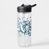 aquamarine graue Volleyball-Stars mit Monogramm Trinkflasche (Links)
