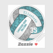 aquamarine graue Volleyballfarben Aufkleber (Blatt)