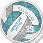 aquamarine graue Volleyballfarben Aufkleber (Vorderseite)