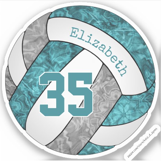 aquamarine graue Volleyballmädchen Aufkleber (Vorderseite)
