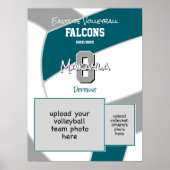 aquamarine graue Volleyballmannschaftsfarben Poster (Vorne)