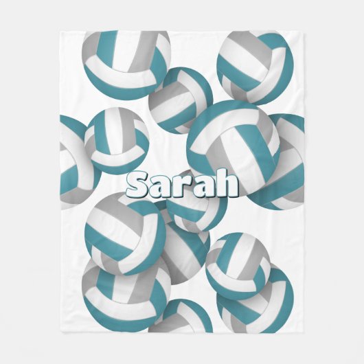 aquamarine graue Volleyballs Mädcheneinrichtung Fleecedecke (Vorderseite)