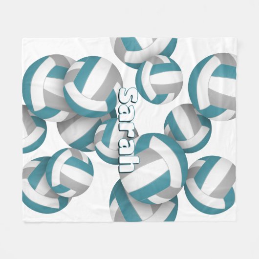 aquamarine graue Volleyballs Mädcheneinrichtung Fleecedecke (Vorderseite (Horizontal))