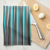 Aquamarine, graue, weiße u. schwarze Streifen Geschirrtuch (Viertel Falte)