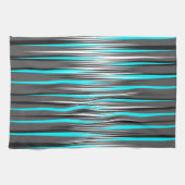 Aquamarine, graue, weiße u. schwarze Streifen Geschirrtuch (Horizontal)