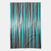 Aquamarine, graue, weiße u. schwarze Streifen Geschirrtuch (Vertikal)