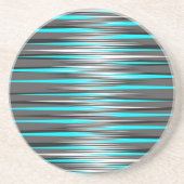 Aquamarine, graue, weiße u. schwarze Streifen Getränkeuntersetzer (Vorne)