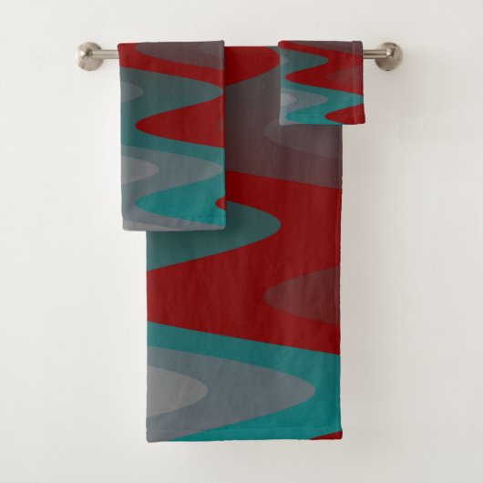 aquamarine graue Wellen Badhandtuch Set (Insitu)