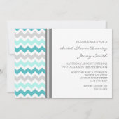Aquamarine Graue Zickzack Bridal-Dusche Einladungs Einladung (Rückseite)