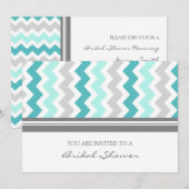 Aquamarine Graue Zickzack Bridal-Dusche Einladungs Einladung (Vorne/Hinten)