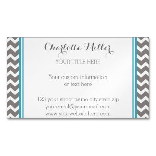 Aquamarine graue Zickzack magnetische Magnetische Visitenkarte
