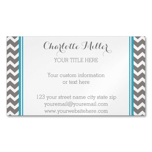 Aquamarine graue Zickzack magnetische Magnetische Visitenkarte (Vorderseite)