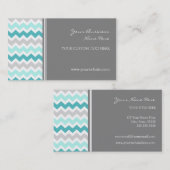 Aquamarine graue Zickzack Retro Geschäfts-Karten Visitenkarte (Vorne/Hinten)