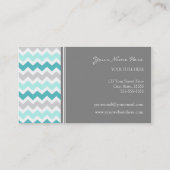 Aquamarine graue Zickzack Retro Geschäfts-Karten Visitenkarte (Rückseite)