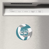 aquamarine Grauer Volleyball-Mannschaftsfarbengesc Magnet (In Situ (Geschirrspüler))