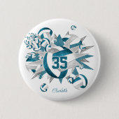 aquamarine Graumädchen Sportgeschenke Volleyballs  Button (Vorderseite)