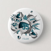 aquamarine Graumädchen-Sportmannschaft Basketballs Button (Vorderseite)