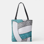 aquamarine Graumannschaft farbenfroh Mädchenvolley Tasche (Rückseite)