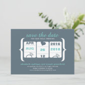 Aquamarine Gray Slot Maschine Hochzeit speichern d Save The Date (Stehend Vorderseite)
