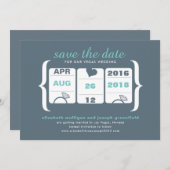 Aquamarine Gray Slot Maschine Hochzeit speichern d Save The Date (Vorne/Hinten)