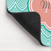 Aquamarine Green Art Deco Fischskala Rosa Monogram Mousepad (Ecke)