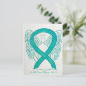 Aquamarine Green Awareness Ribbon Angel Custom Pos Postkarte (Stehend Vorderseite)