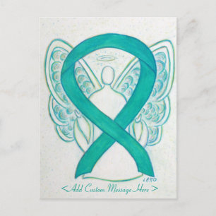 Aquamarine Green Awareness Ribbon Angel Custom Pos Postkarte