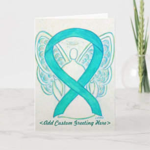 Aquamarine Green Awareness Ribbon Angel Grußkarte Karte