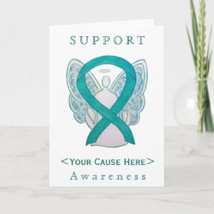 Aquamarine Green Awareness Ribbon Engel individuel Karte