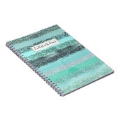 Aquamarine Green Blue Glitzer Pinselstriche Streif Notizblock (Rechte Seite)