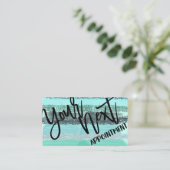 Aquamarine Green Blue Glitzer Pinselstriche Streif Terminkarte (Stehend Vorderseite)