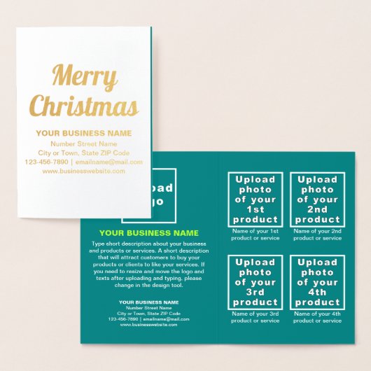 Aquamarine Green Business-Marke auf Weihnachtsfoil Folienkarte (Anzeige)