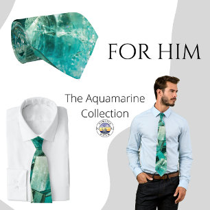 Aquamarine Green Crystal Gemstone Lovers Neck Tie Krawatte