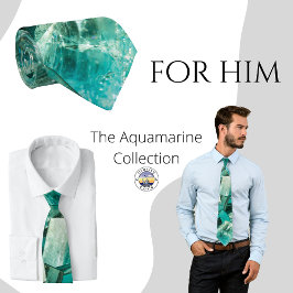 Aquamarine Green Crystal Gemstone Lovers Neck Tie Krawatte