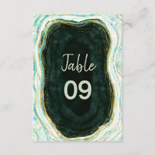 Aquamarine Green & Gold Agate Hochzeiten Tischnumm Einladung
