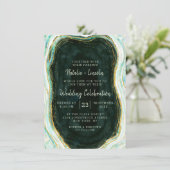 Aquamarine Green & Gold Agate Marble Geode Rock We Einladung (Stehend Vorderseite)
