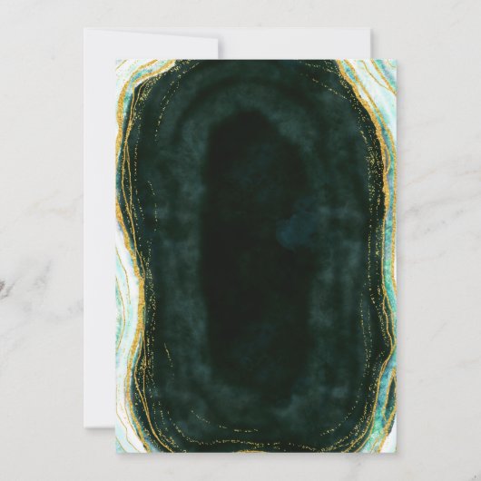 Aquamarine Green & Gold Agate Marble Geode Stone W Einladung (Rückseite)