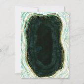 Aquamarine Green & Gold Agate Marble Geode Wedding Einladung (Rückseite)
